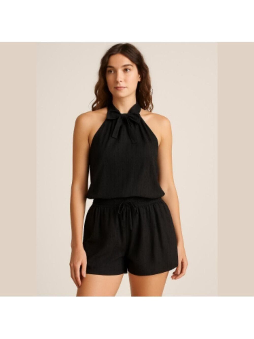 Gibsonlook nwt Textured Black Halter Top and bottom 2 piece shorts set xxl